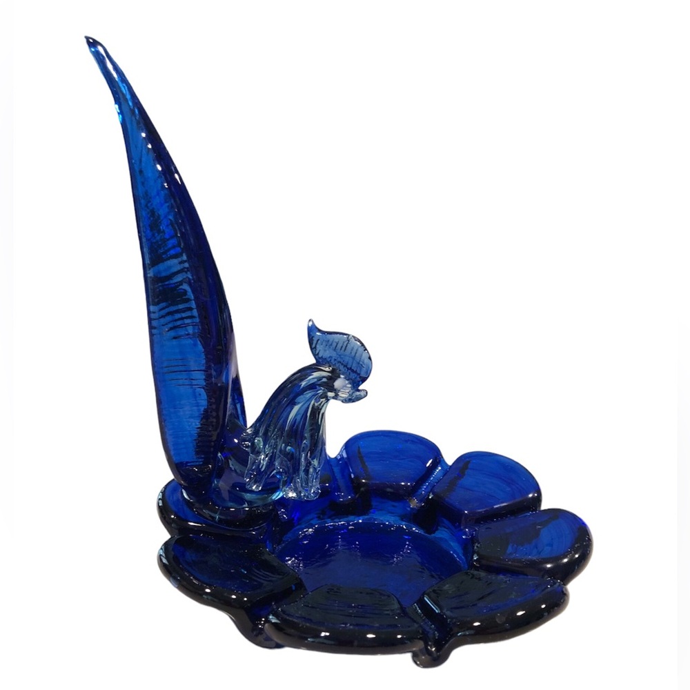 Vintage Art Glass Rooster Ash Tray